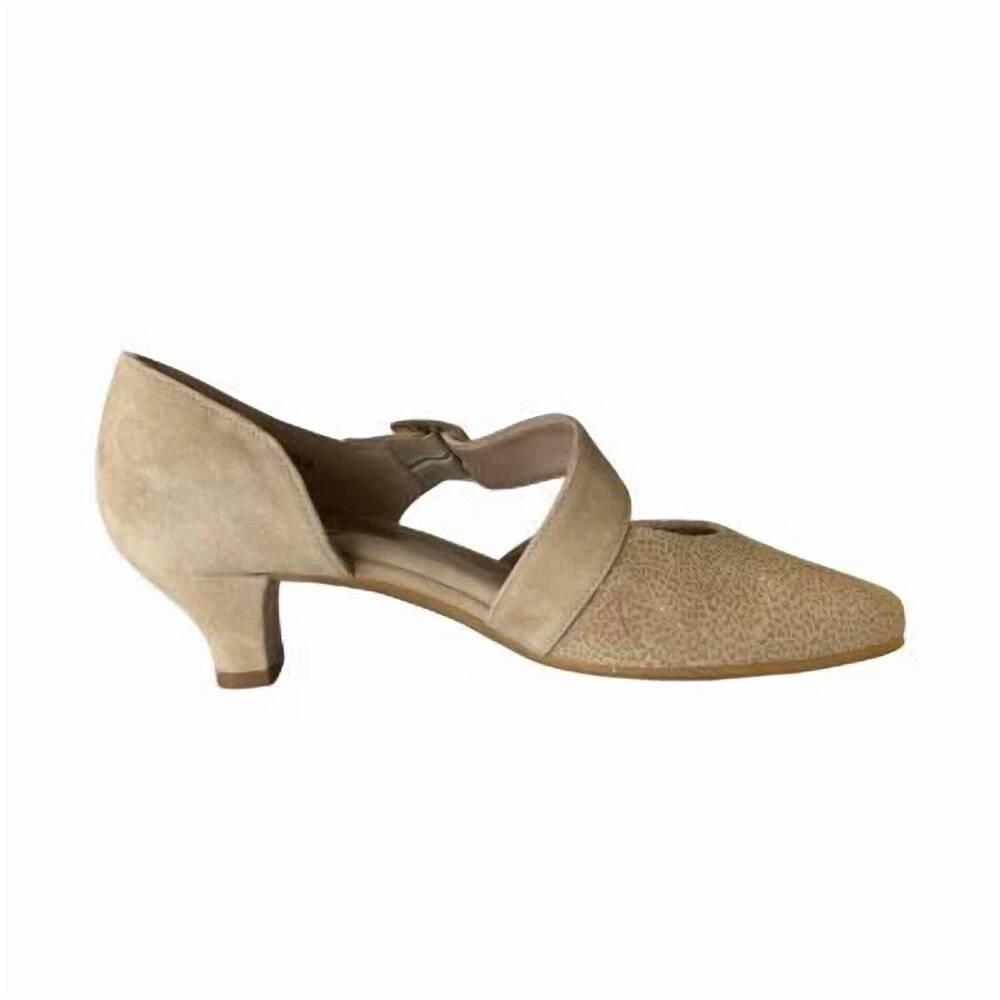 NEW BEAUTIFEEL women's glory low heels in champagne leo suede